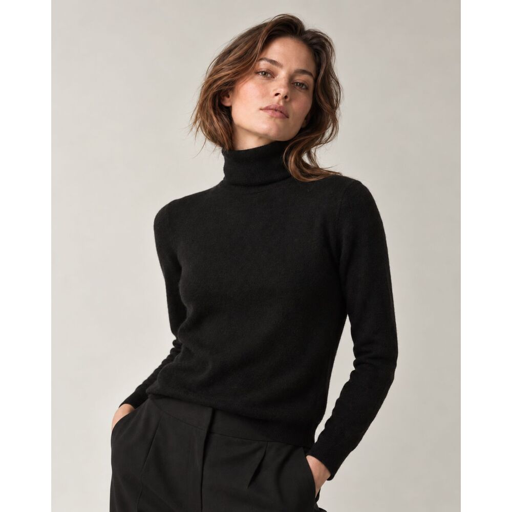 Forte 100% Cashmere Black Turtleneck Sweater Women’s Small Luxury Knit